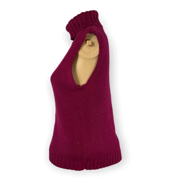 Vintage St. John's Bay Turtle Neck Chunky Knit Vest Women's Size Petite Large - Picture 2 of 5